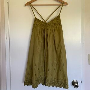 Zara Olive Boho Dress with Embroidery